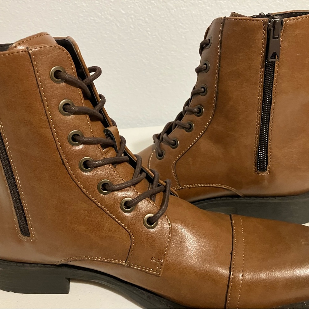 NWOT Kenneth Cole Reaction Tan Leather Boots Size 7 Men - Picture 5 of 7